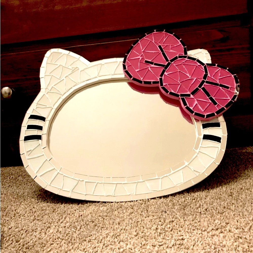 Hello kitty mirror handmade bow pink